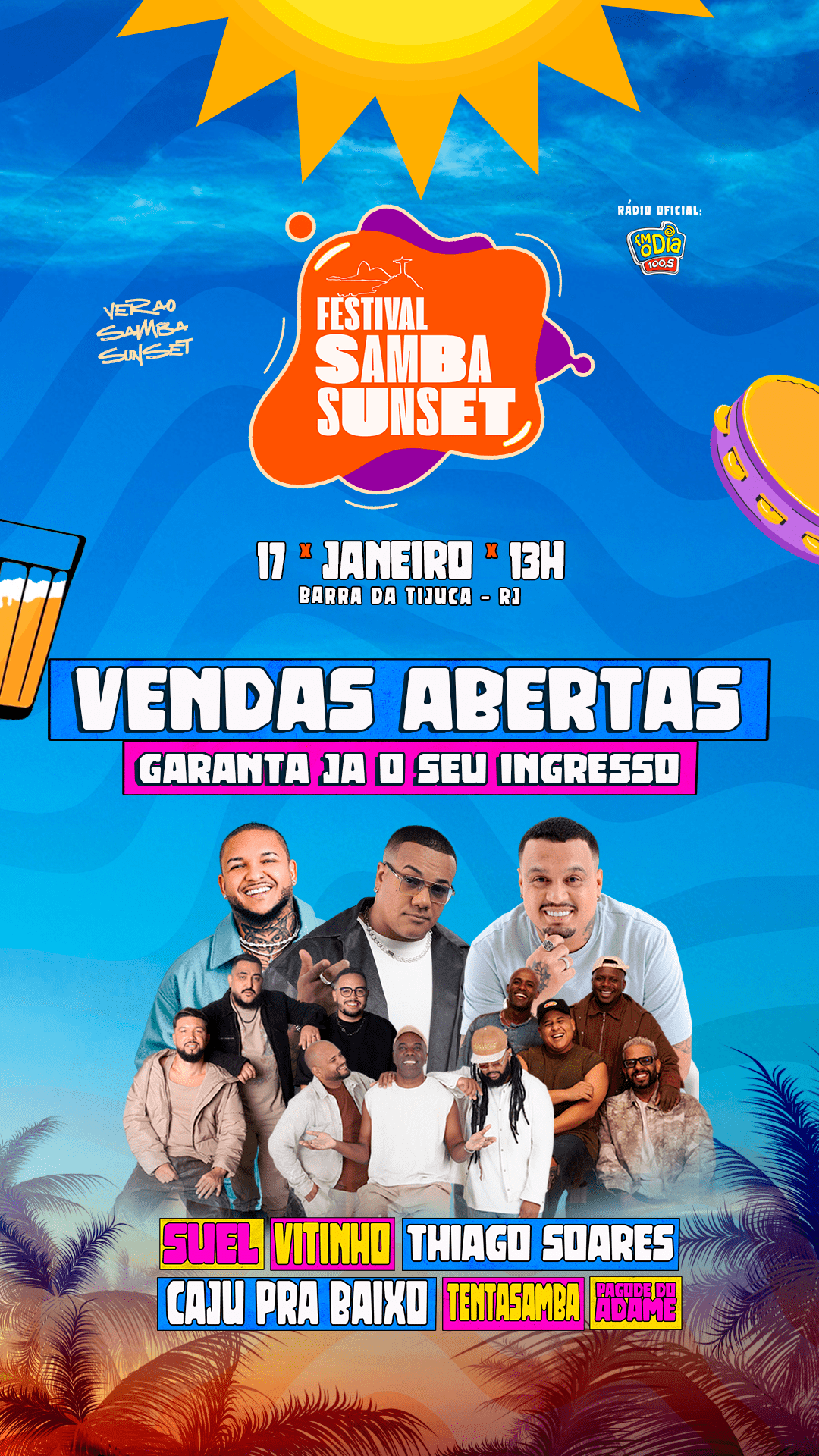 17/01 🥁 FESTIVAL SAMBA SUNSET 3° EDIÇÃO