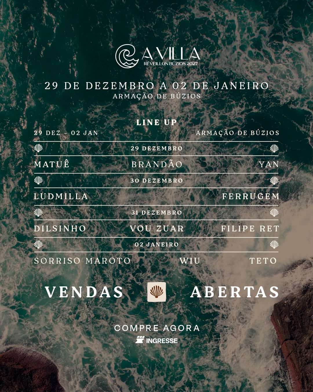 🐚REVEILLON AREIA BUZIOS 29 a 02/01