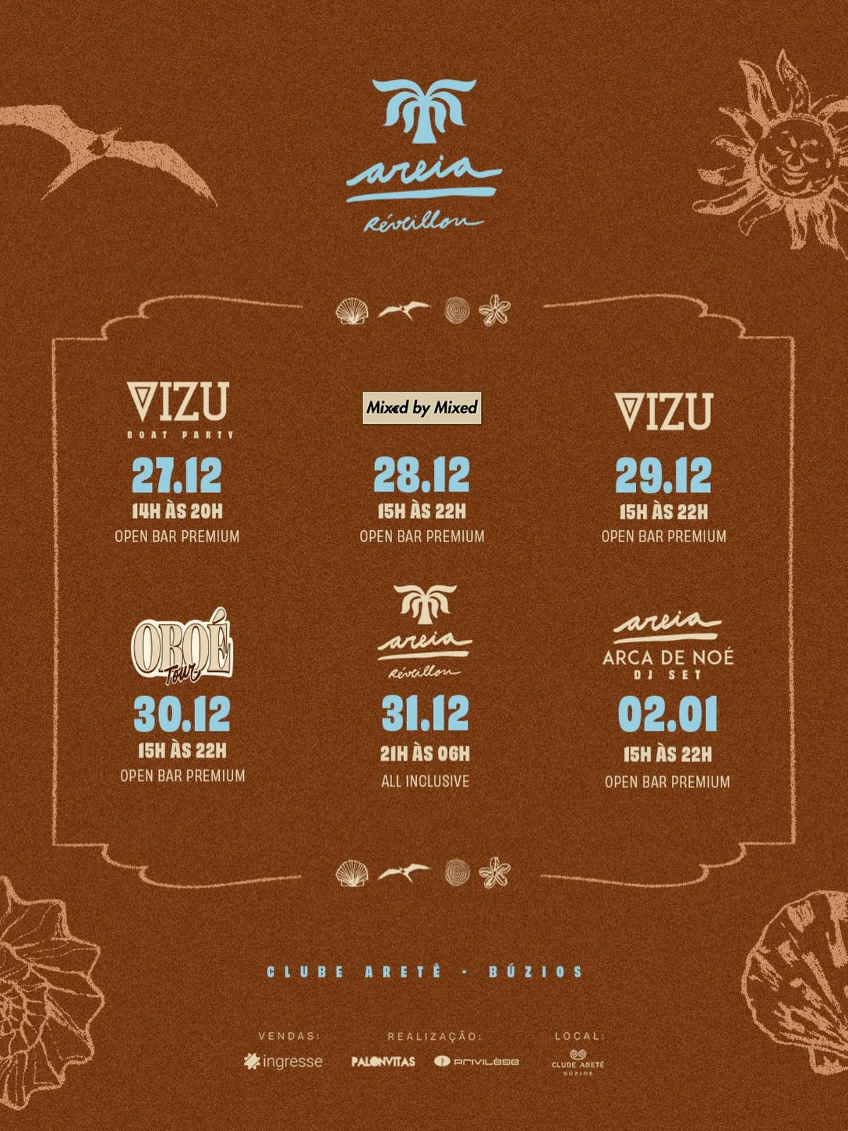 🐚 REVEILLON AREIA BUZIOS 27/12 a 02/01